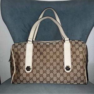 GUCCI Boston Bag Charmy GG canvas Top Handle handbag shoulder bag Leather